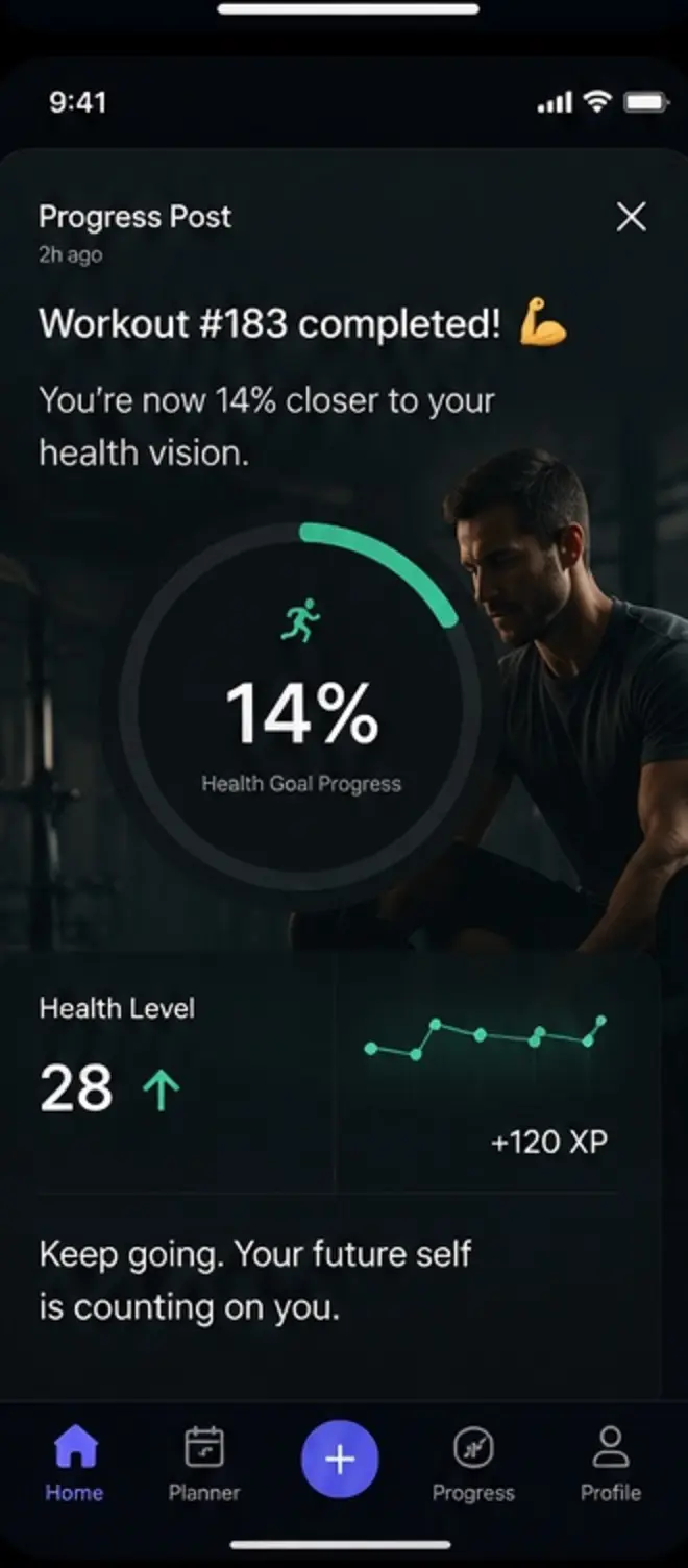 DreamFrame health goal progress screen